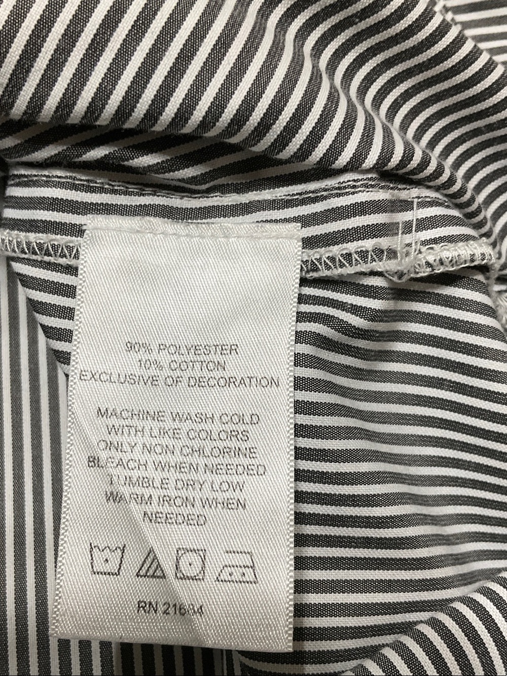 🔥Foxcroft Gray and White Striped Button-Down with Floral Embroidery - Picture 9 of 10
